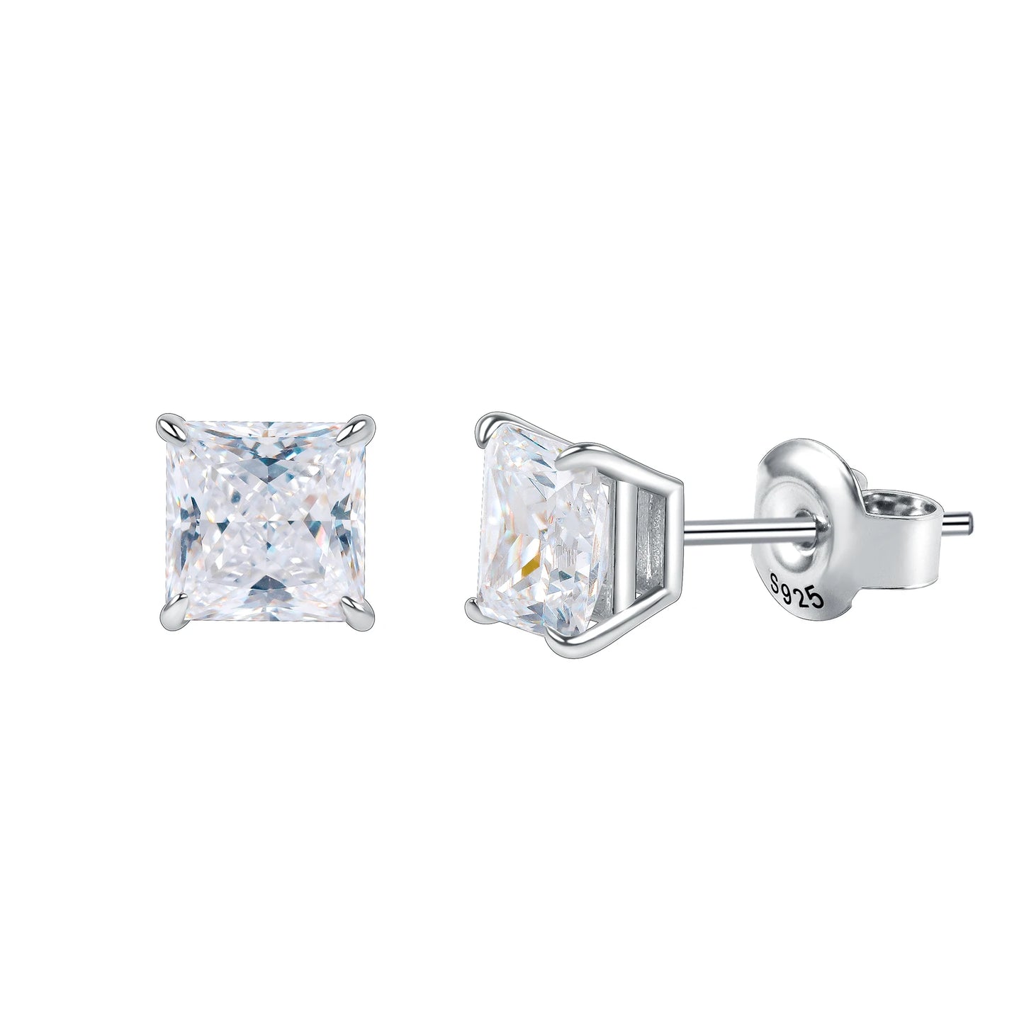 GEM'S BALLET Moissanite Stud Earrings 925 Sterling Princess