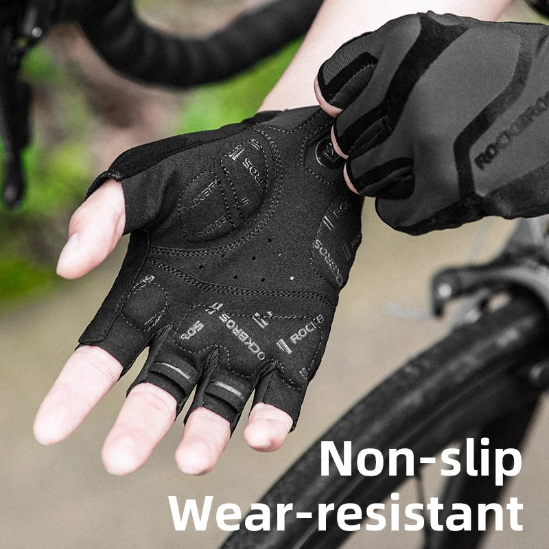 RockBros Cycling Gloves Breathable Shockproof Fingerless MTB