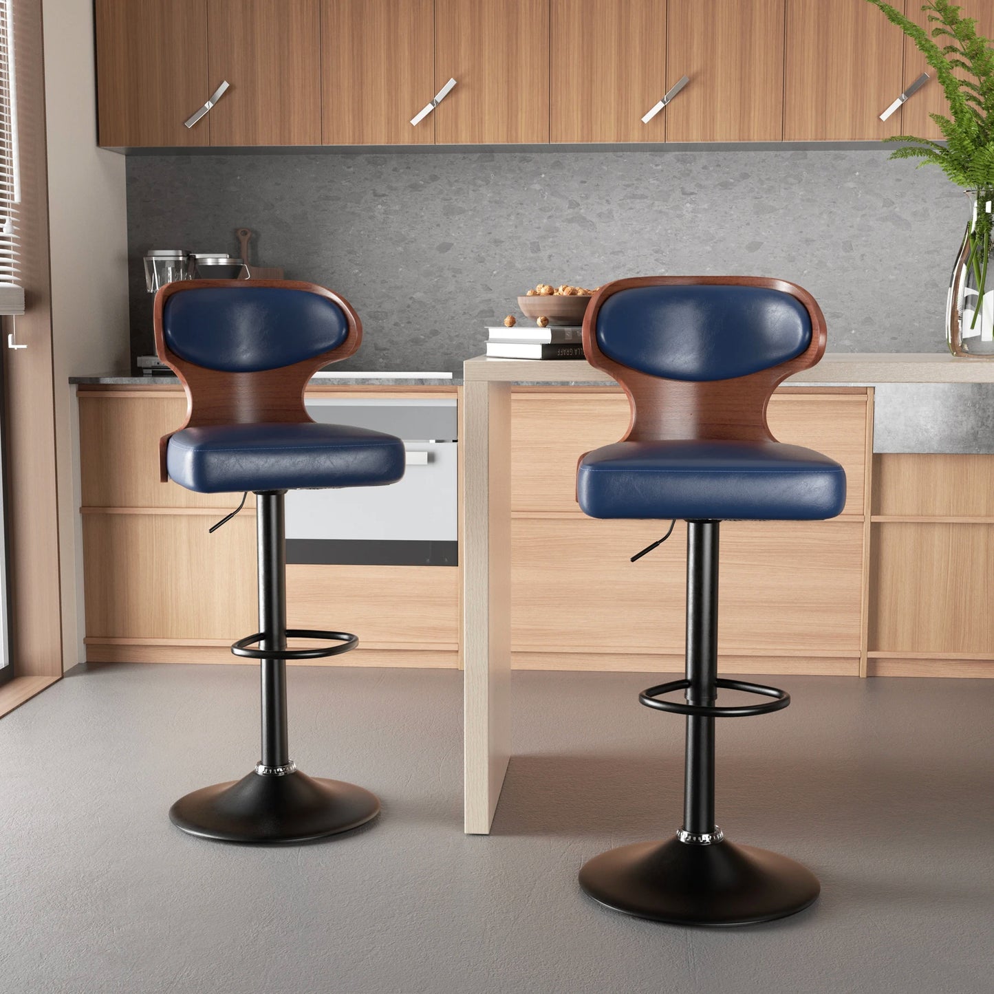Nalupatio Bar Stool Set With Backrest And PU Leather