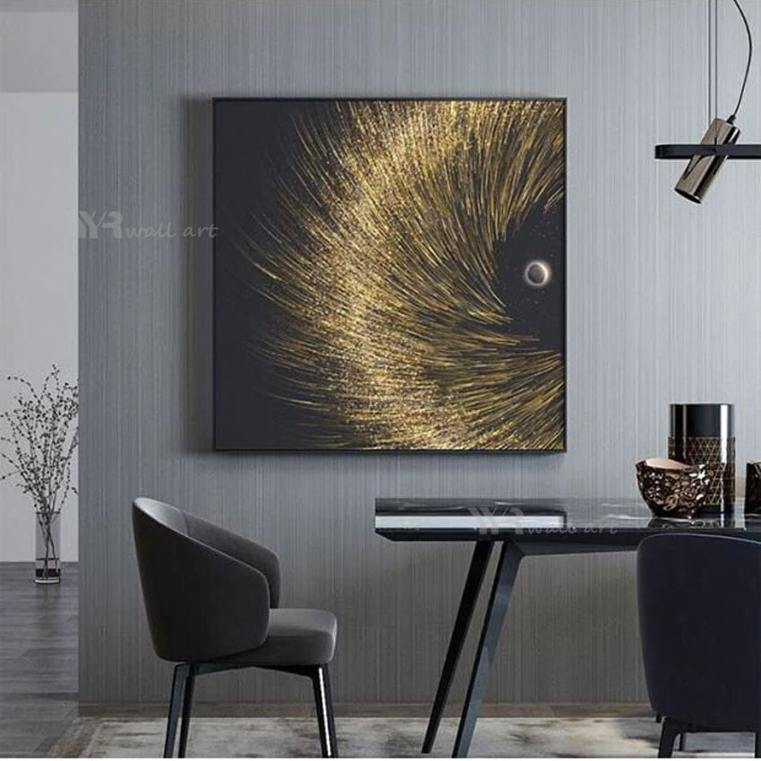 YYR Wall Art Handmade Gold Texture Canvas Oil Painting