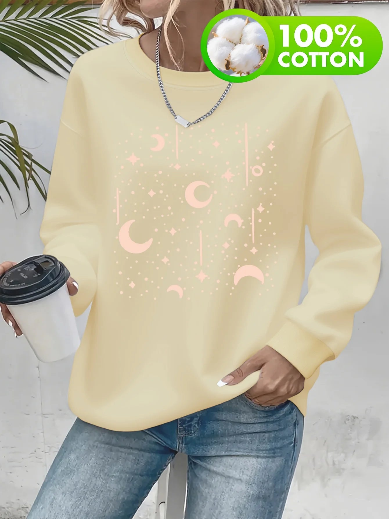 Zhejiang Starry Sky Moon Sweatshirt Women Casual Pullover
