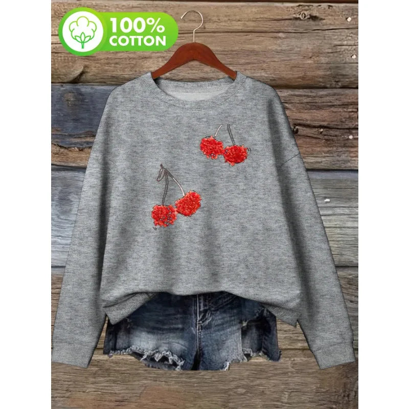 Zhejiang 100 Percent Cotton Hoodless Strawberry Bow Sweater