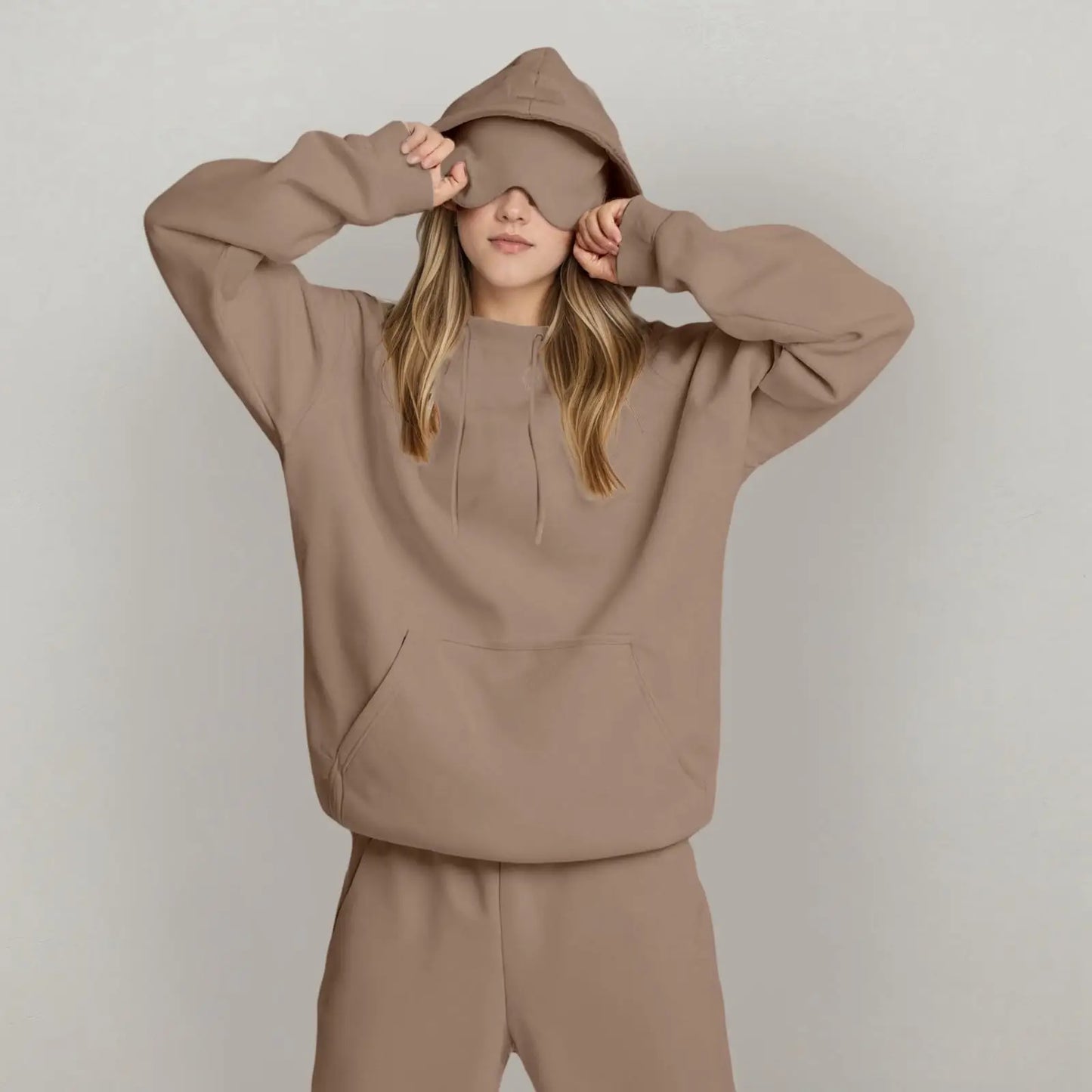Unisex Hooded Sweatshirt With Built In Eye Mask Loose Fit