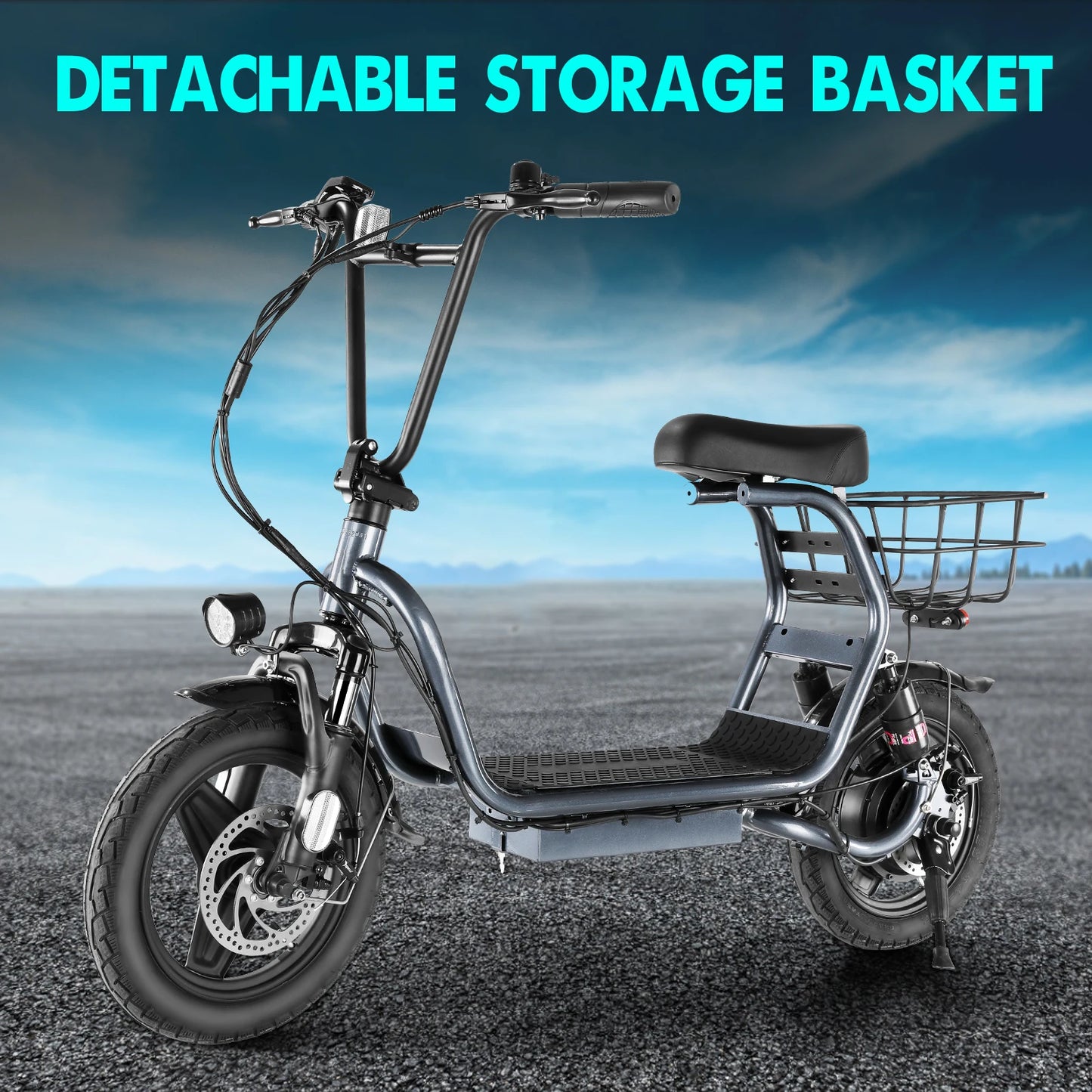 Caroma Electric Scooter with Seat and Fat Tires