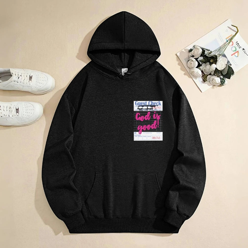 Closure Guest Check Hoodie Loose Fit Pullover for Women