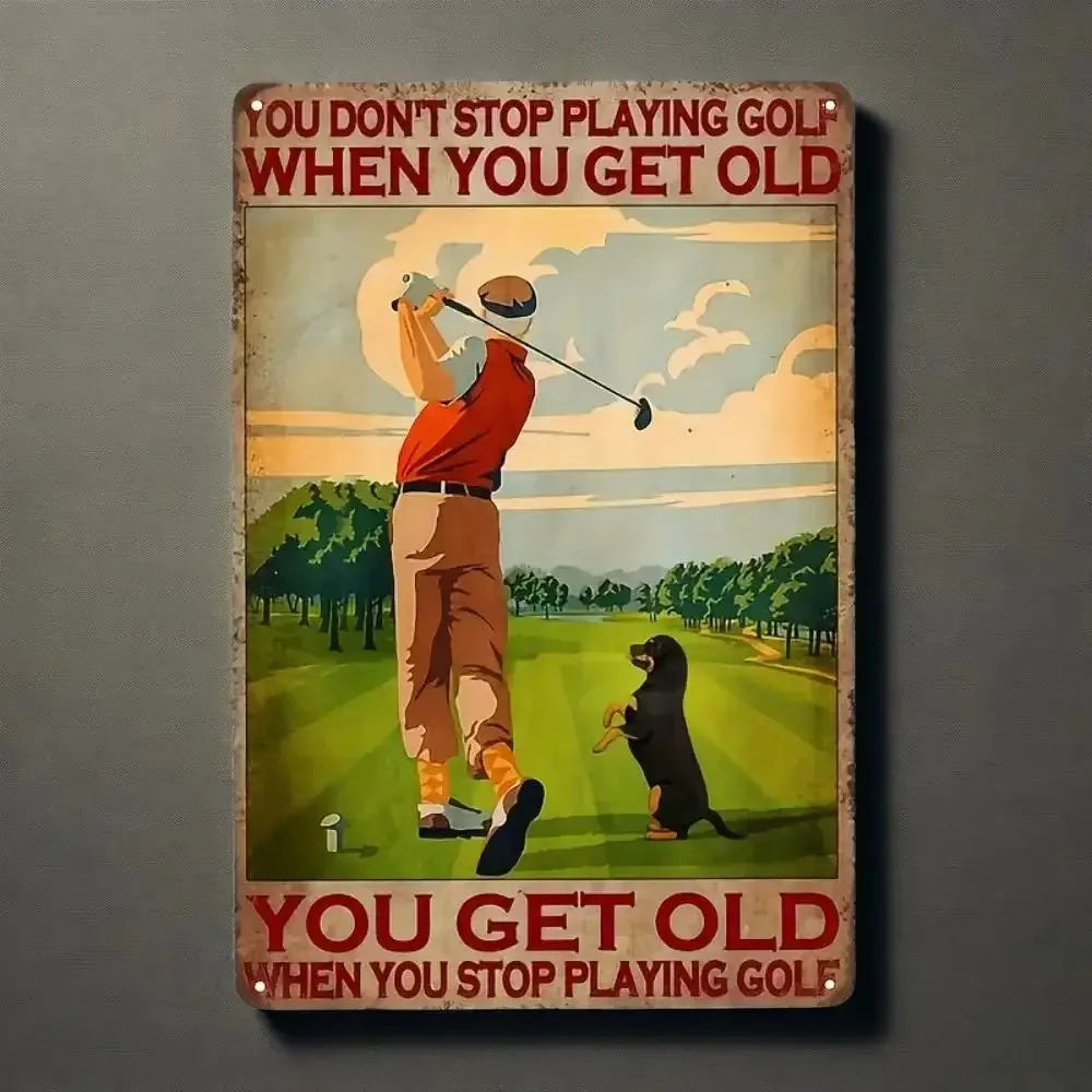 Helloyoung Golf Iron Wall Art Rustic Tin Sign