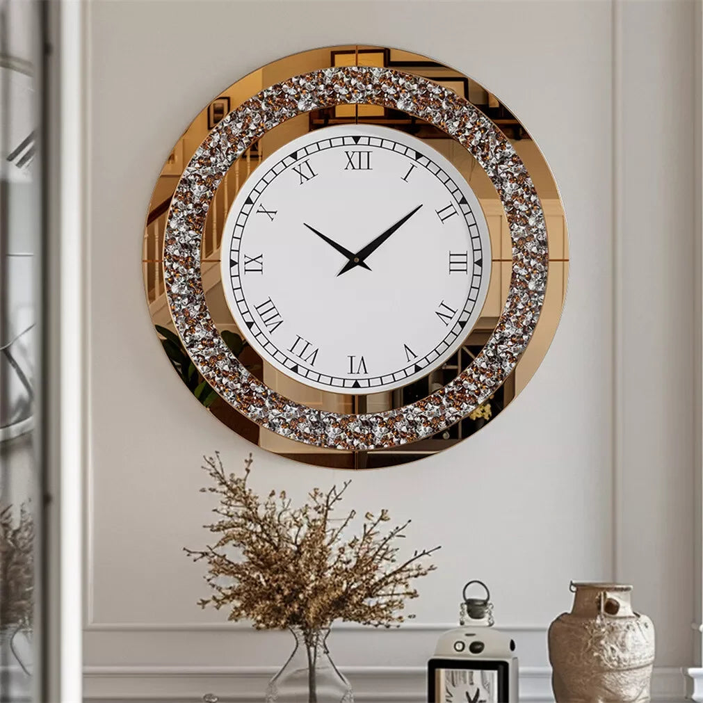 LUVODI Diamond Crystal 3D Wall Clock With Roman Numerals