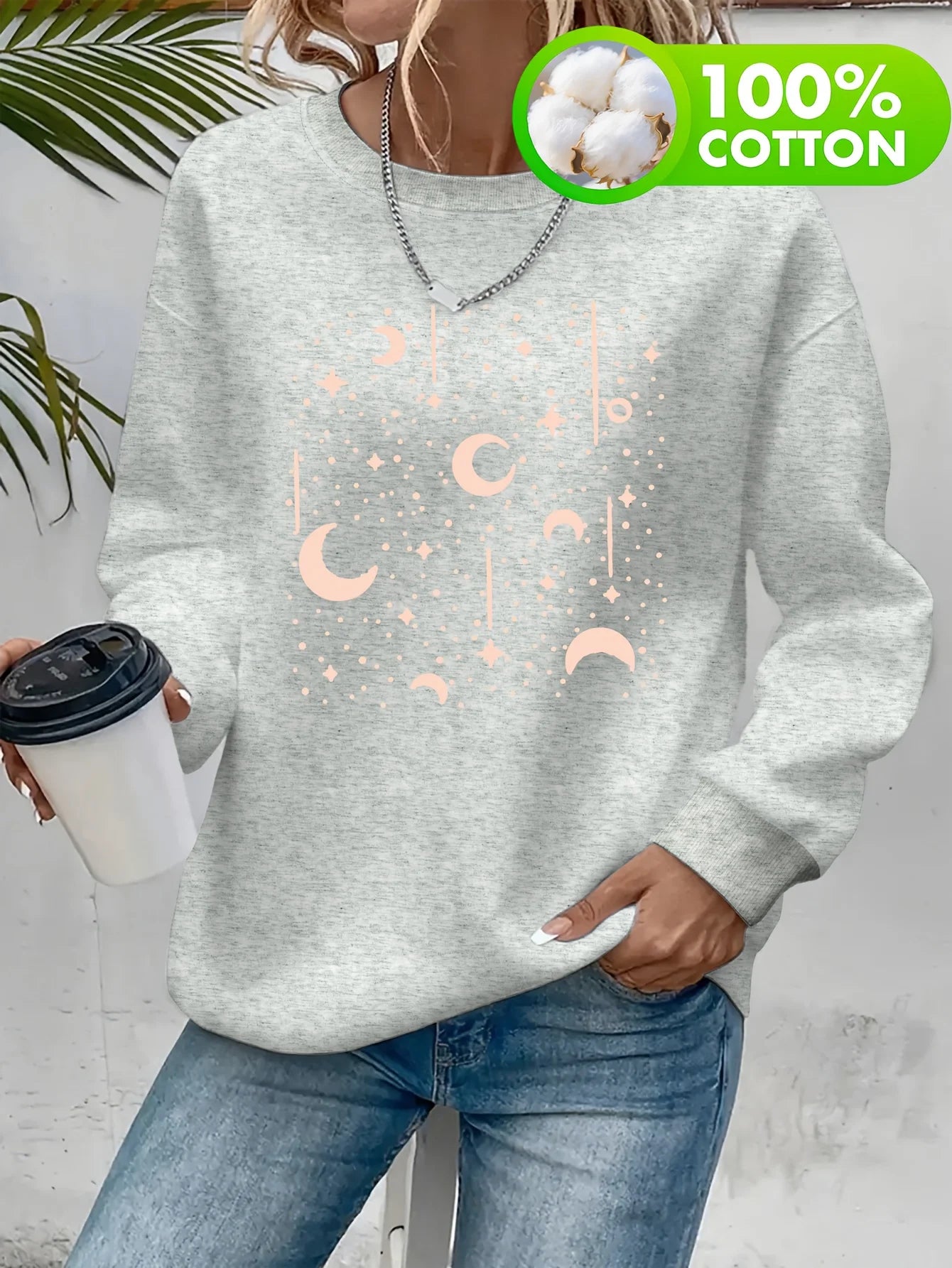 Zhejiang Starry Sky Moon Sweatshirt Women Casual Pullover