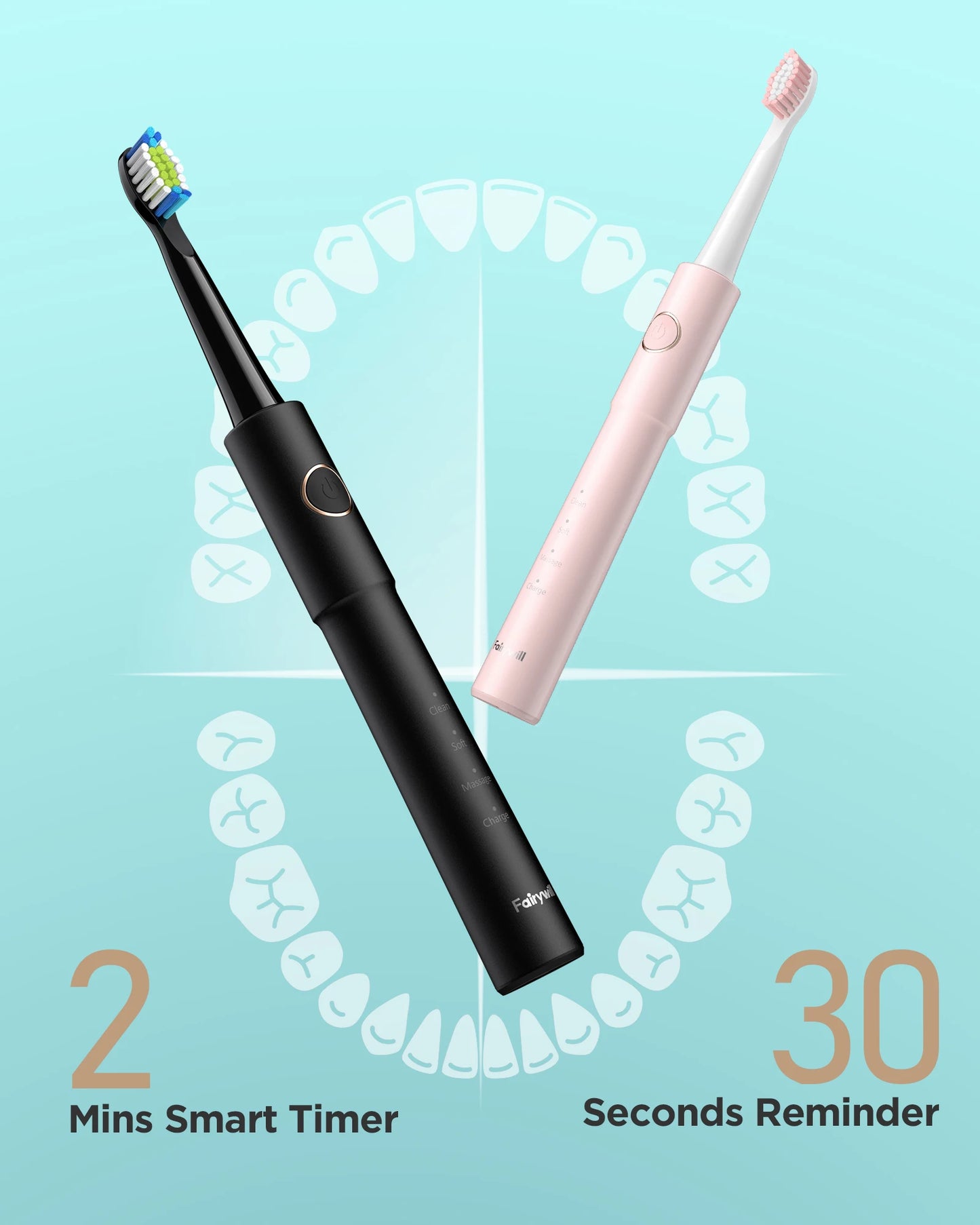 Fairywill E11 Sonic Electric Toothbrush Waterproof USB