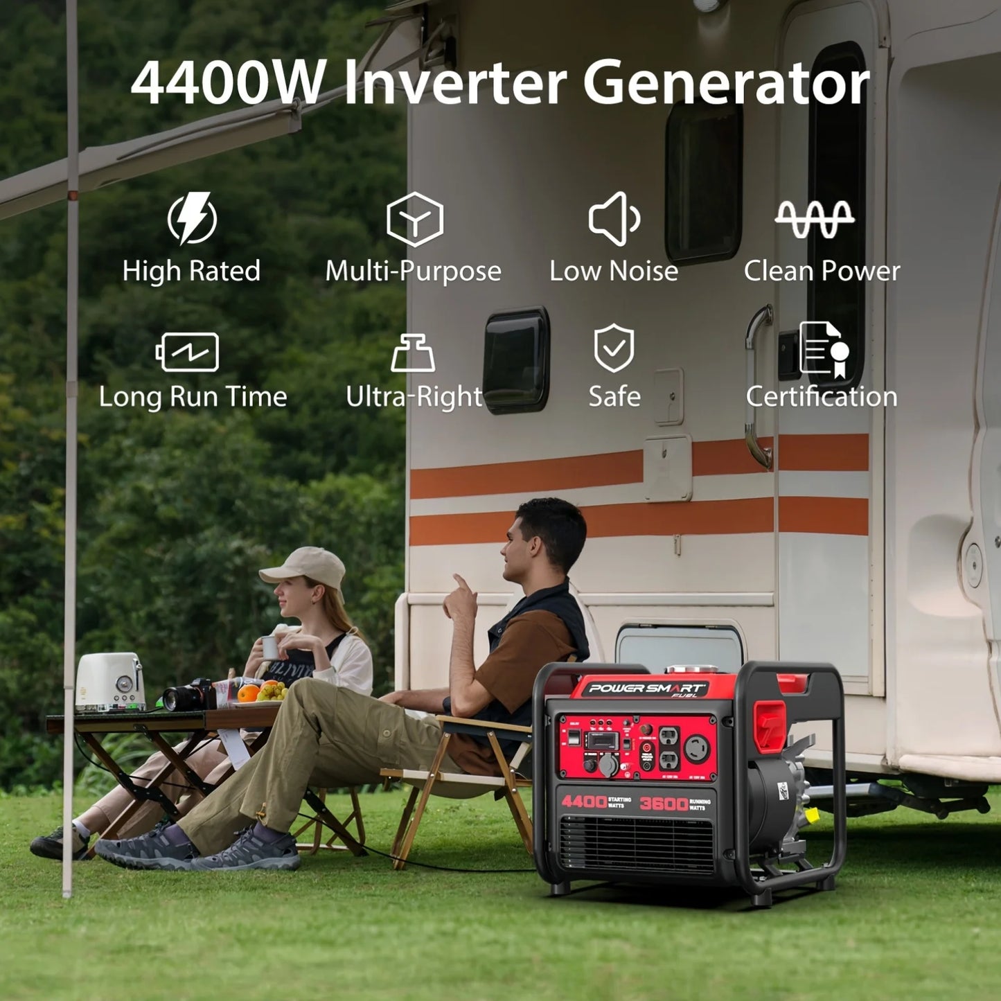 PowerSmart 3600W Inverter Portable Generator With RV Outlet