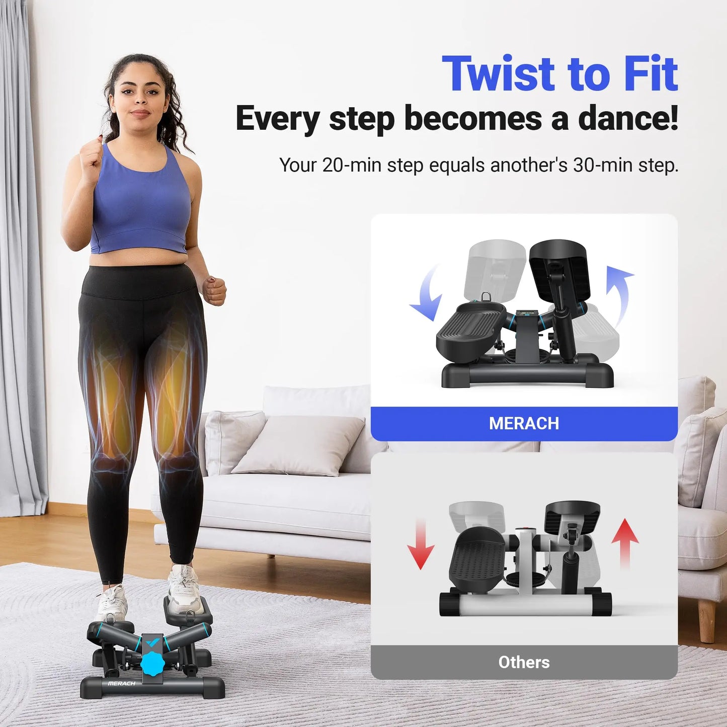 MERACH Mini Stepper With Resistance Band For Fitness
