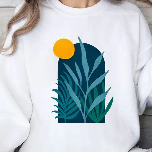 Closure Plant Sunset Graphic Sweatshirt Artistic Nature