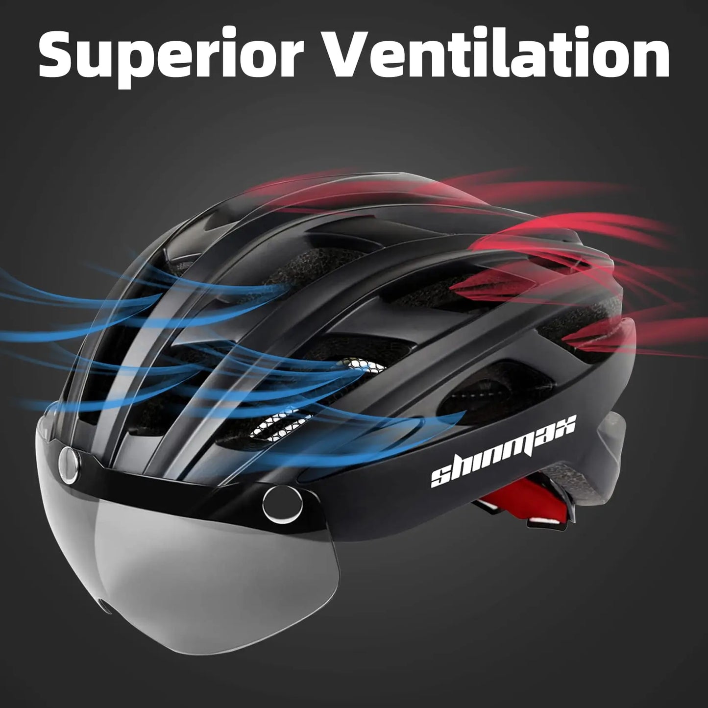 Shinmax Bicycle Helmet With Magnetic Glasses And Light