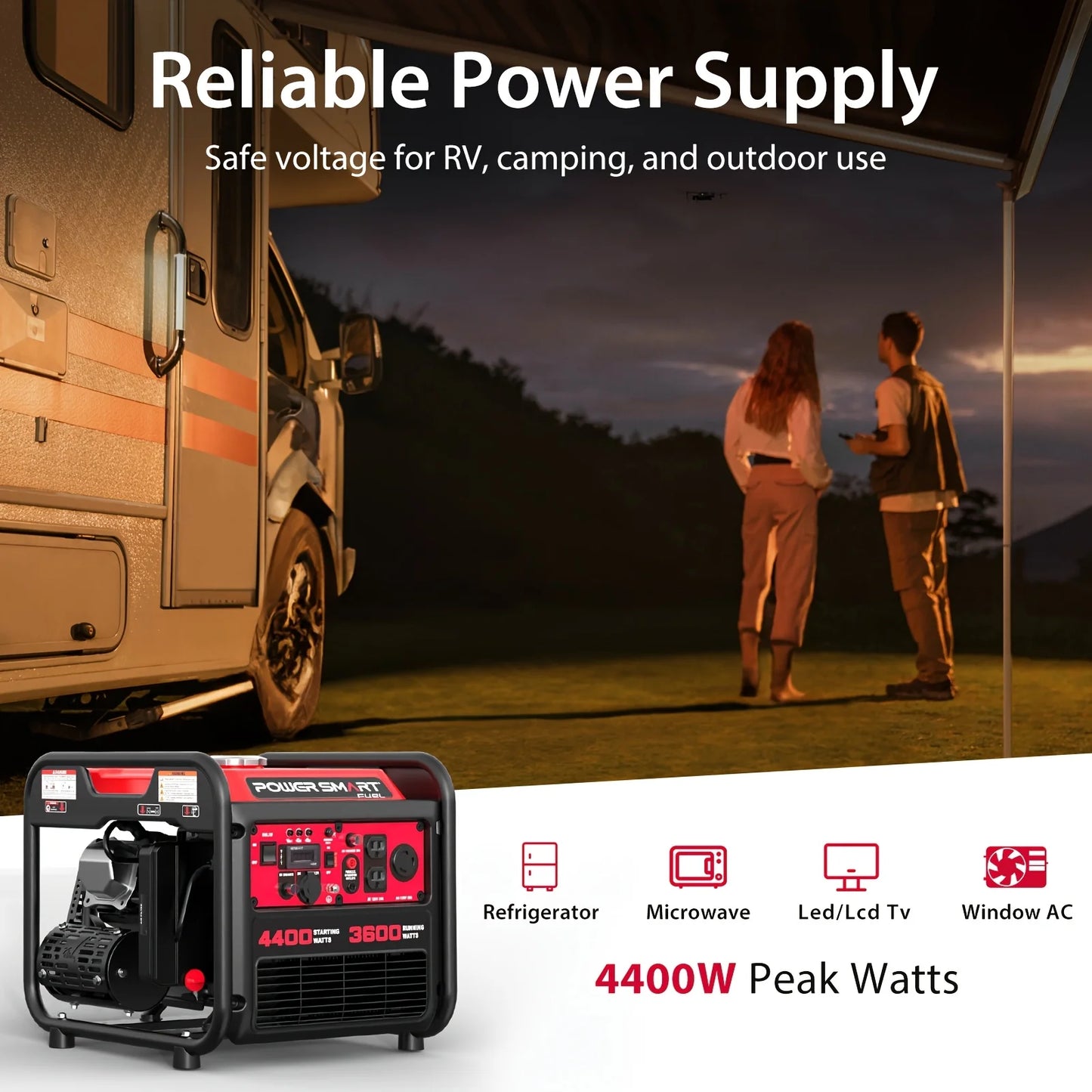PowerSmart 3600W Inverter Portable Generator With RV Outlet