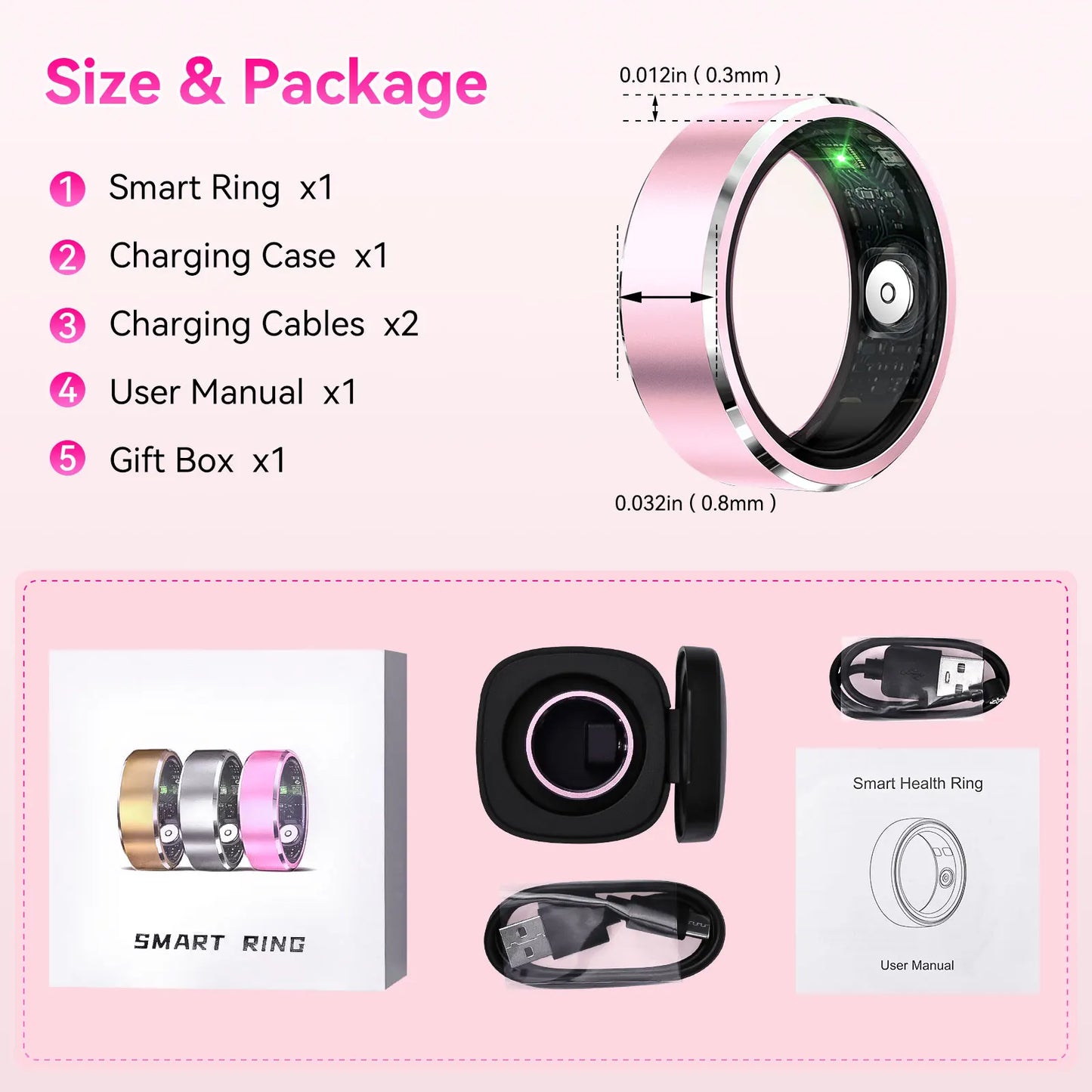 LaNikar R5 Smart Ring Bluetooth 5.1 Blood Oxygen Heart Rate