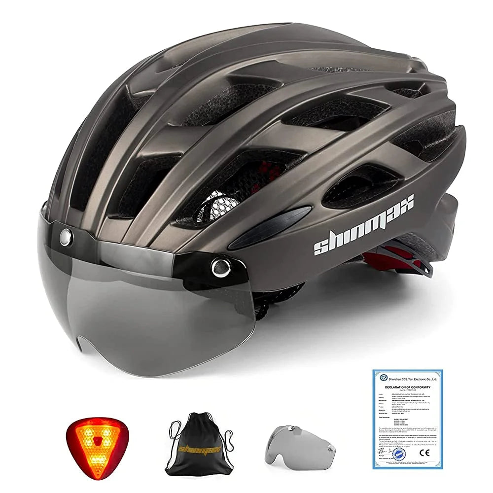 Shinmax Bicycle Helmet With Magnetic Glasses And Light