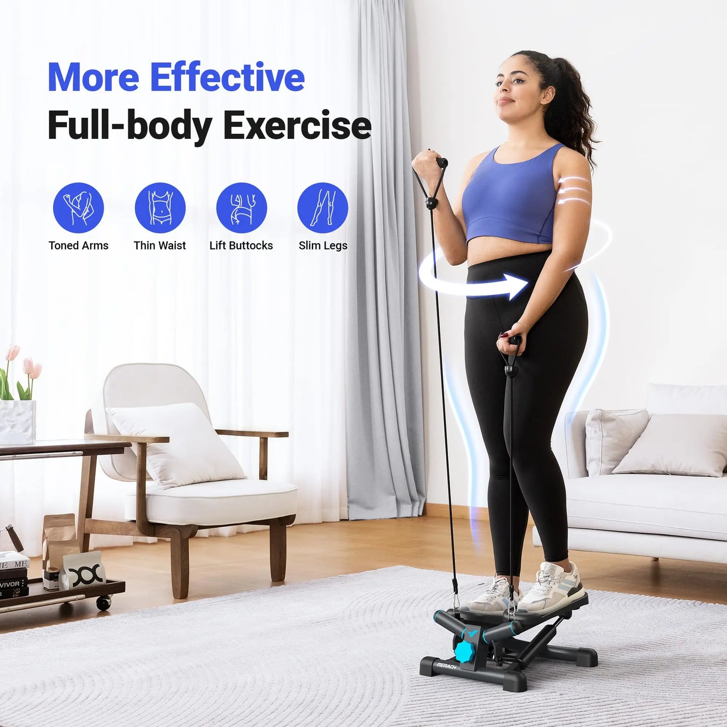 MERACH Mini Stepper With Resistance Band For Fitness