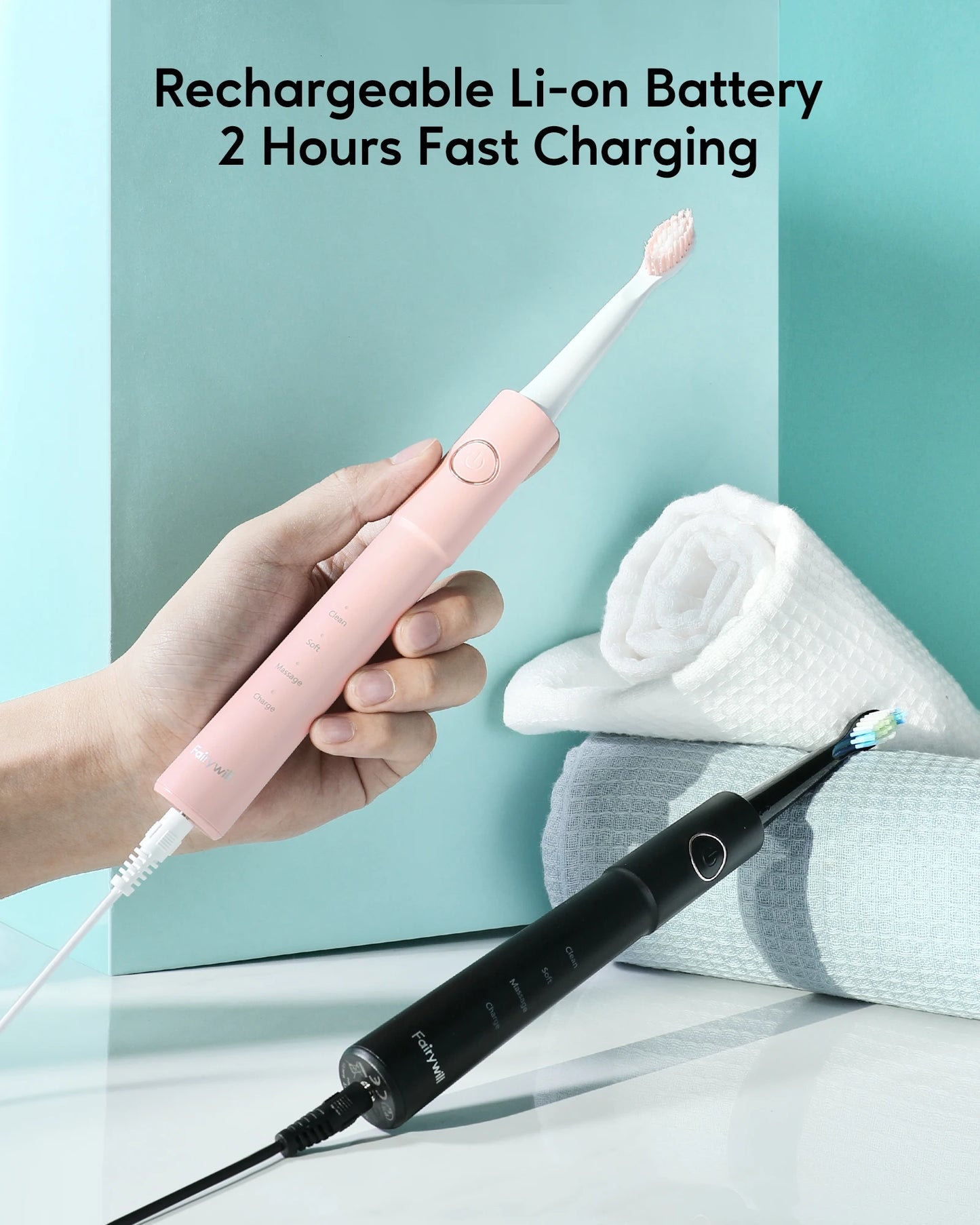 Fairywill E11 Sonic Electric Toothbrush Waterproof USB