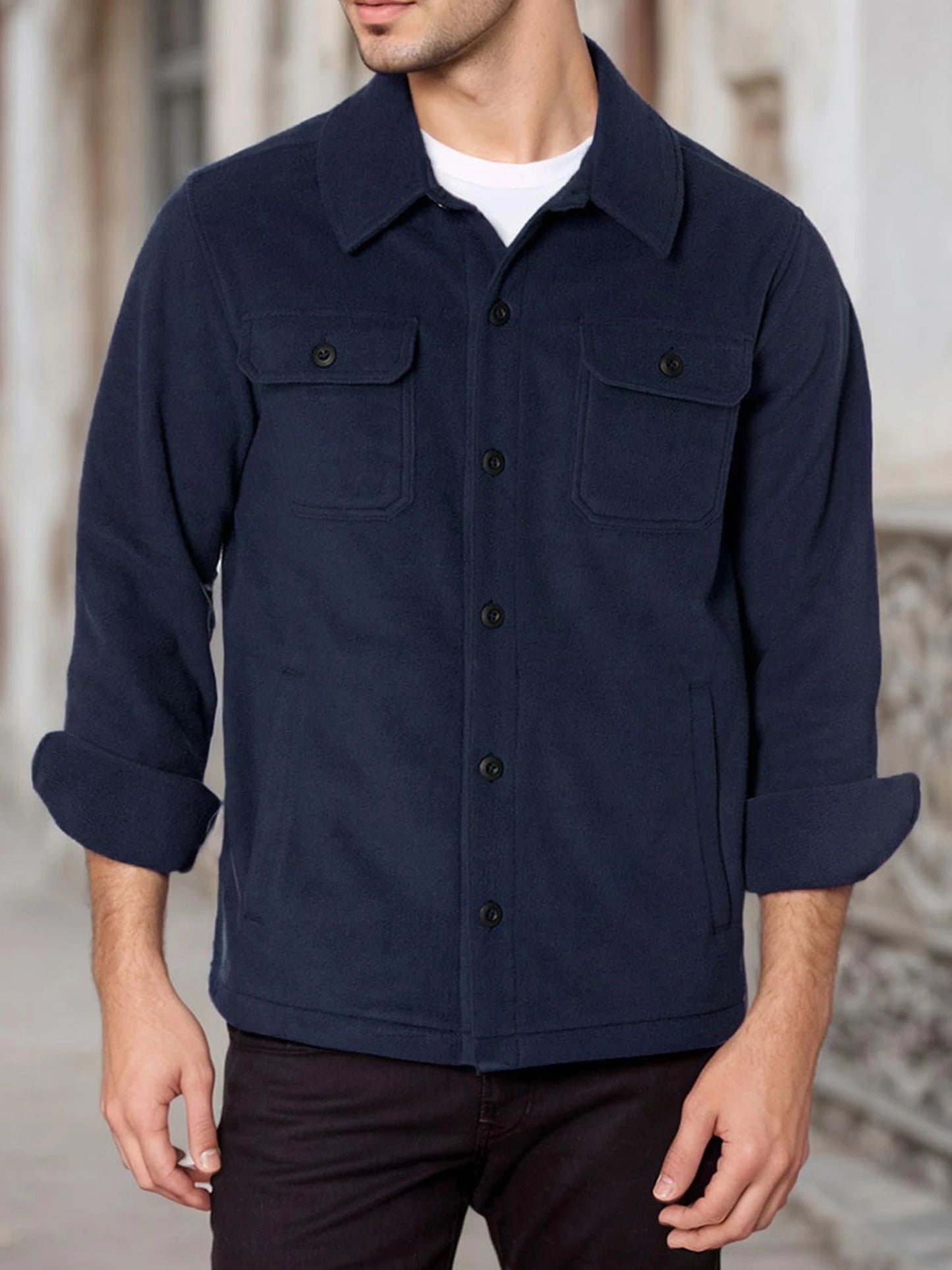 Guangdong Men's Polar Fleece Shirt Jacket Long Sleeve