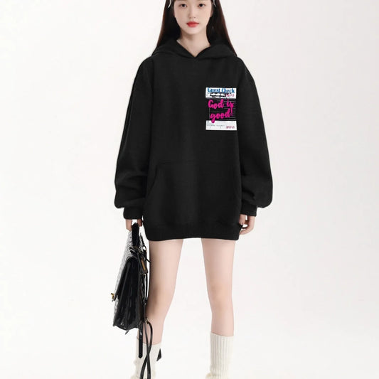 Closure Guest Check Hoodie Loose Fit Pullover for Women