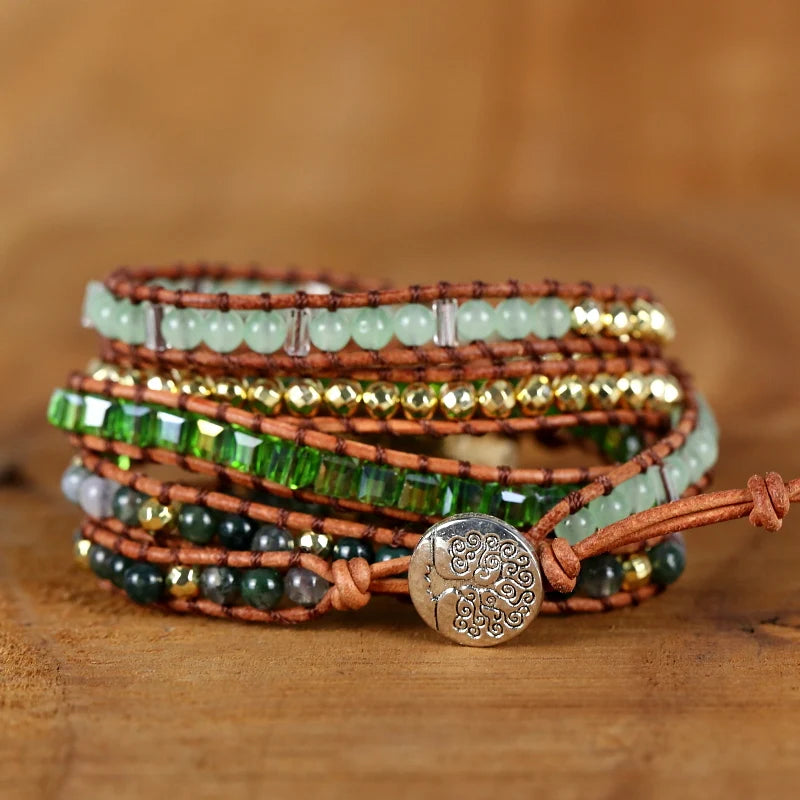 FERVENT Natural Crystal Quartz Wrap Bracelet Jewelry