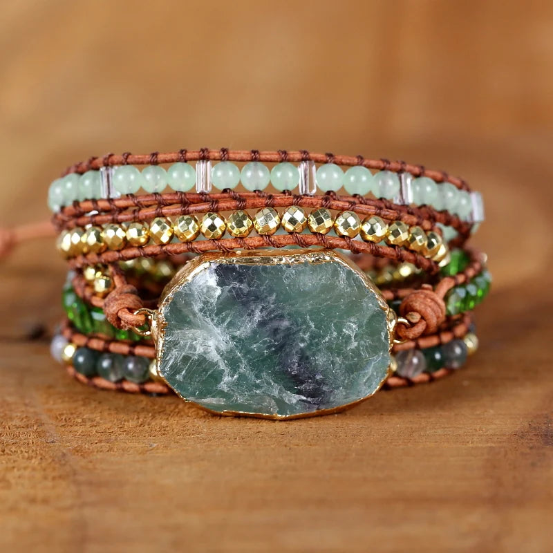 FERVENT Natural Crystal Quartz Wrap Bracelet Jewelry