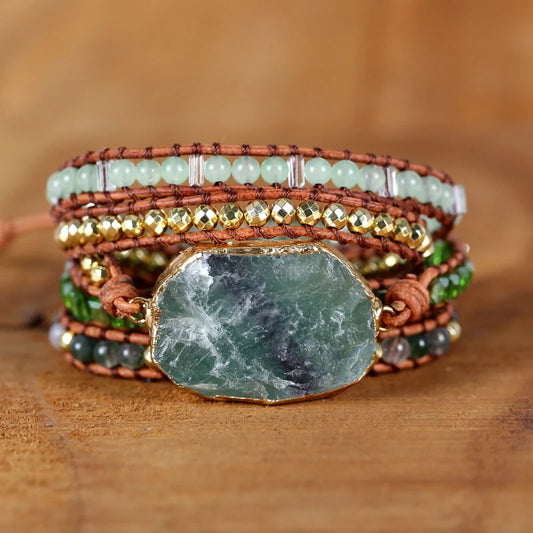 FERVENT Natural Crystal Quartz Wrap Bracelet Jewelry