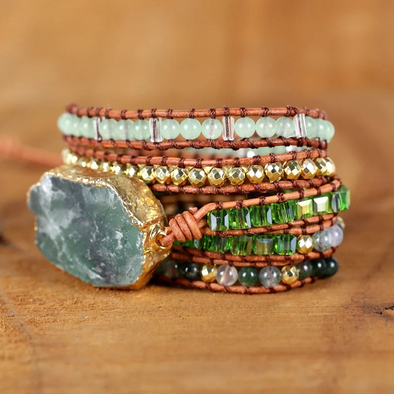 FERVENT Natural Crystal Quartz Wrap Bracelet Jewelry
