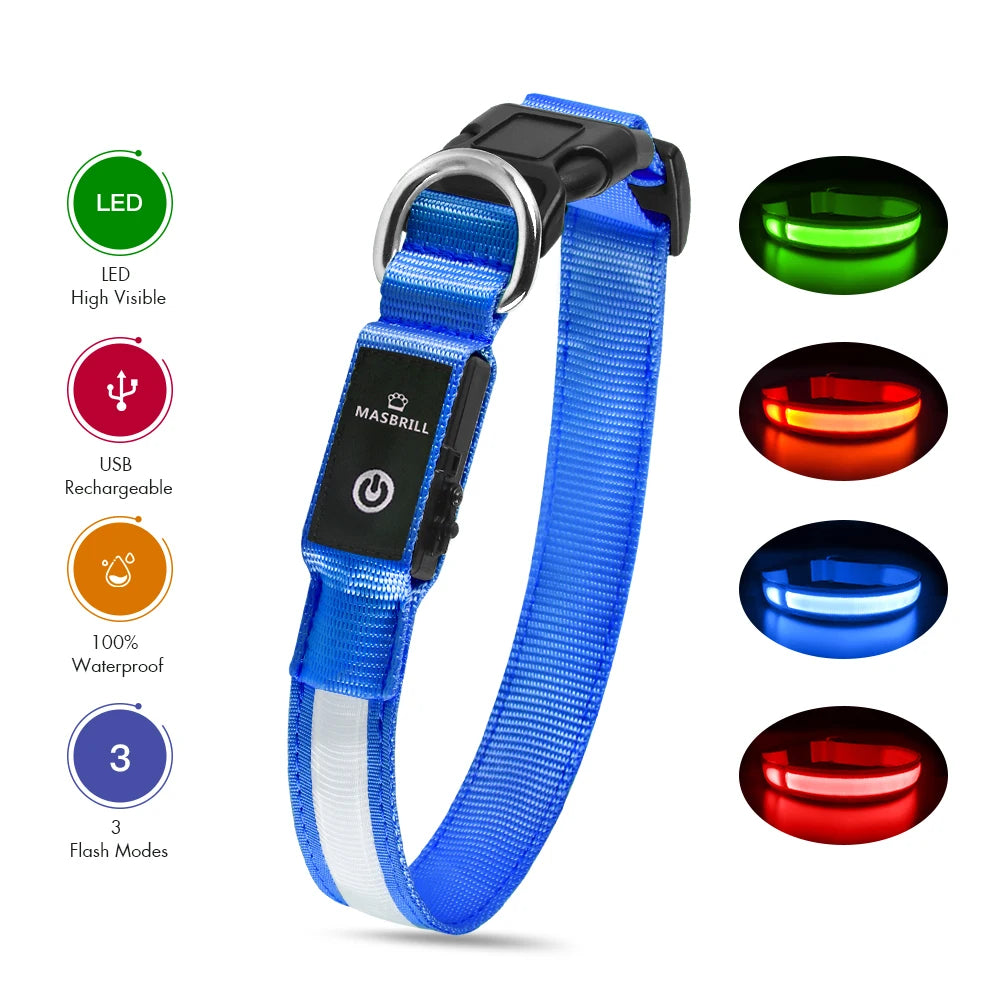Masbrill Rechargeable Luminous Waterproof Dog Collar