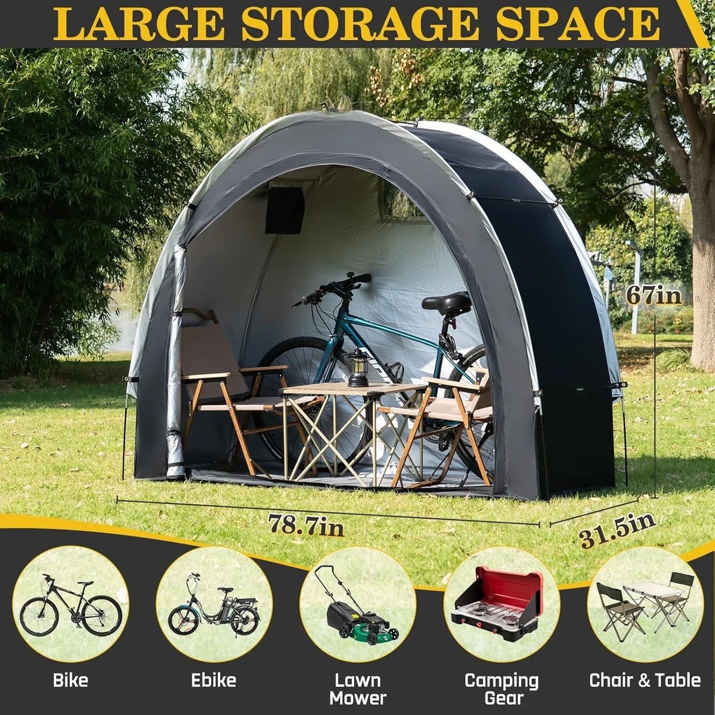 Hign-concerned Bike Storage Shed Tent Portable Waterproof