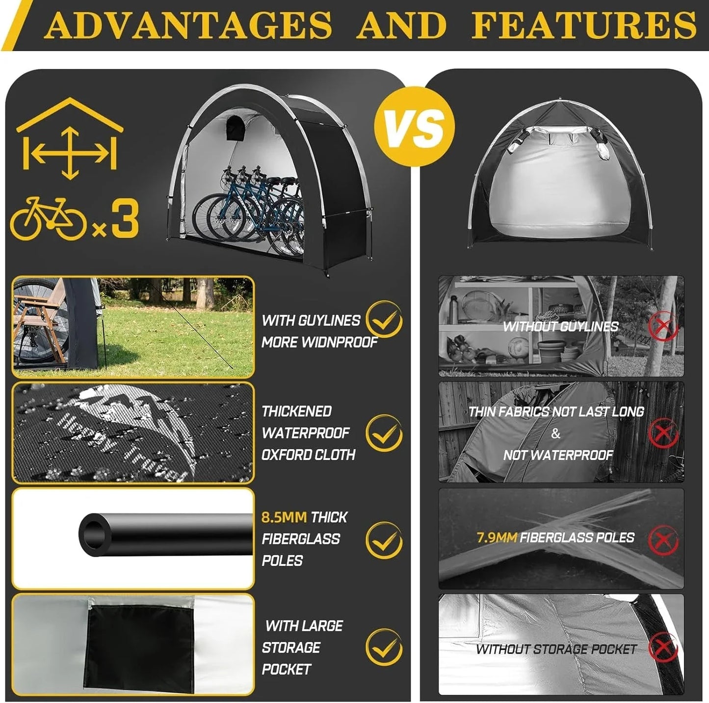 Hign-concerned Bike Storage Shed Tent Portable Waterproof