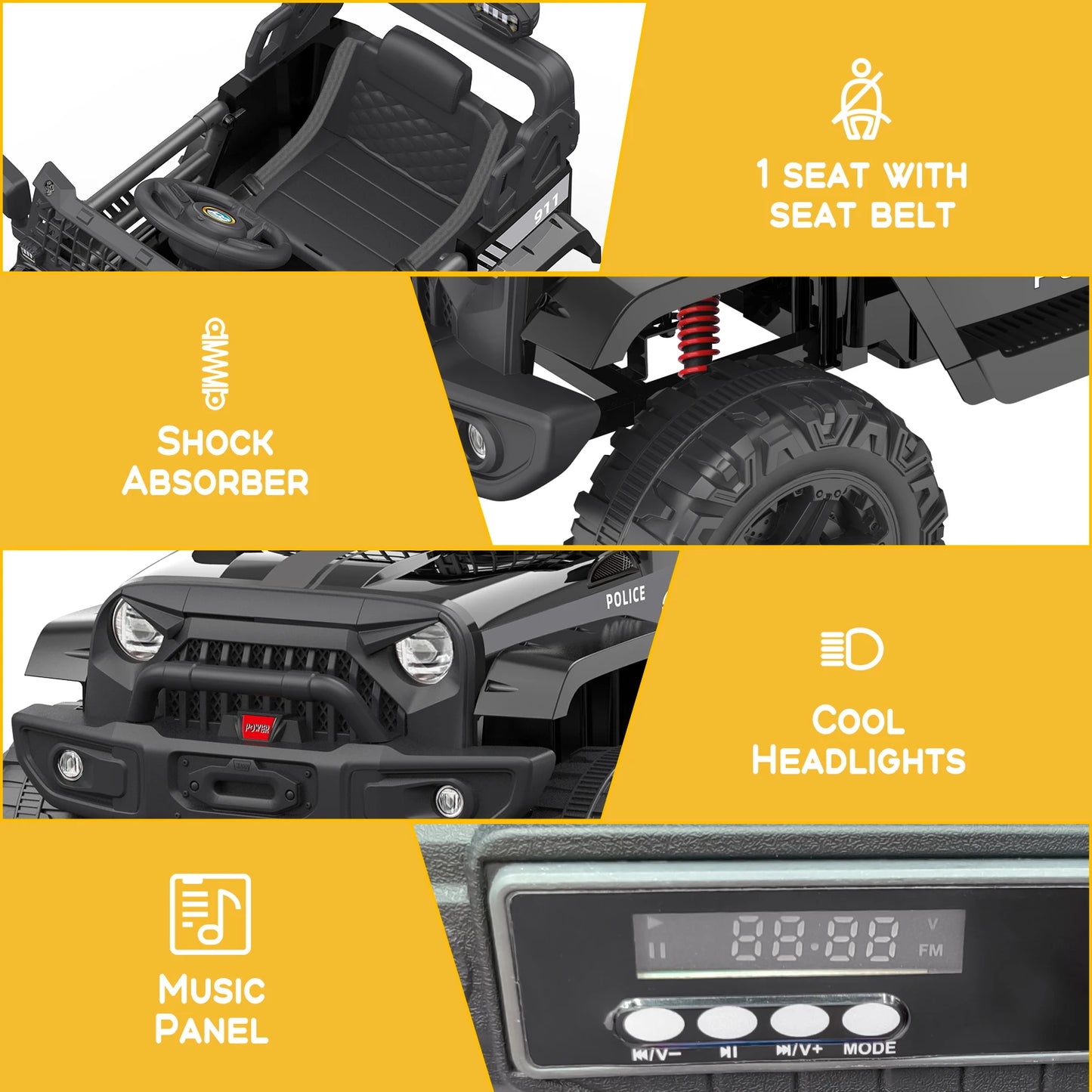 HiMISSE 12V Kids Ride On Car With Remote Control Truck