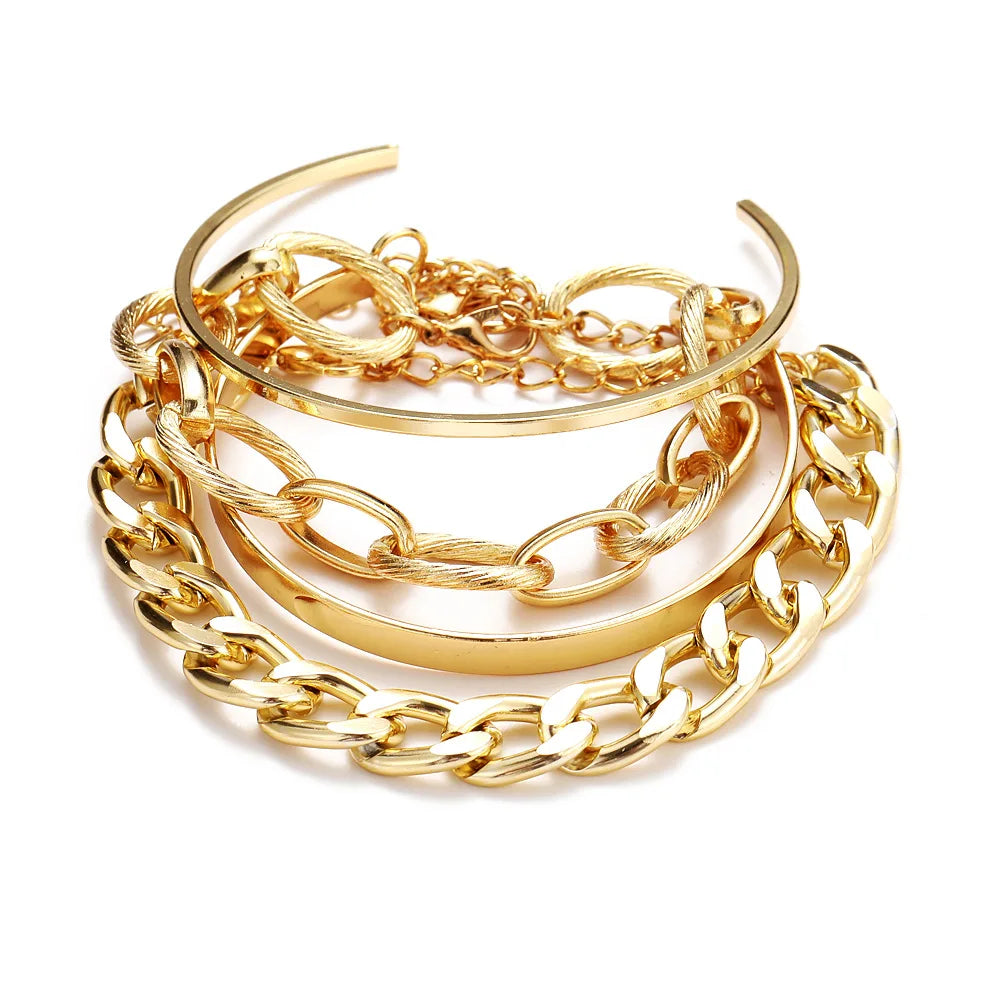 DAIPANCN Bohemian Metal Chain Bracelet Set For Women