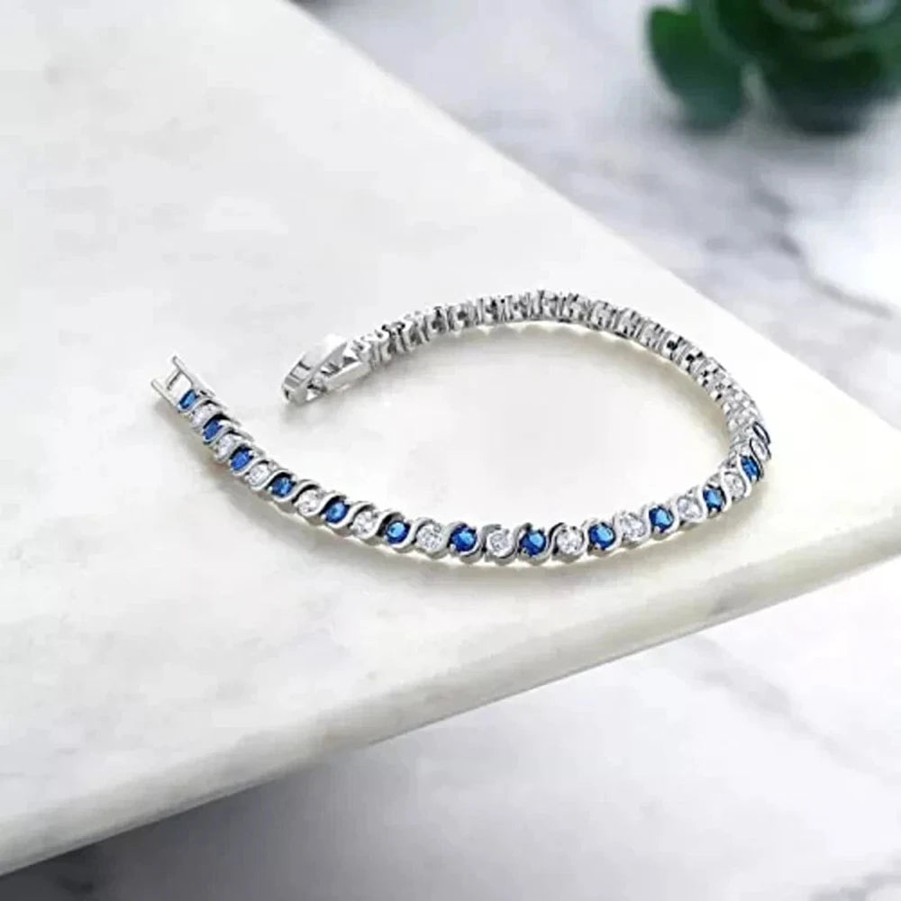 Kyanite 925 Sterling Silver Tennis Bracelet For Women