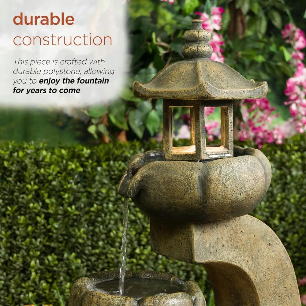 Rainforest Rock Waterfall Fountain With LED Lights