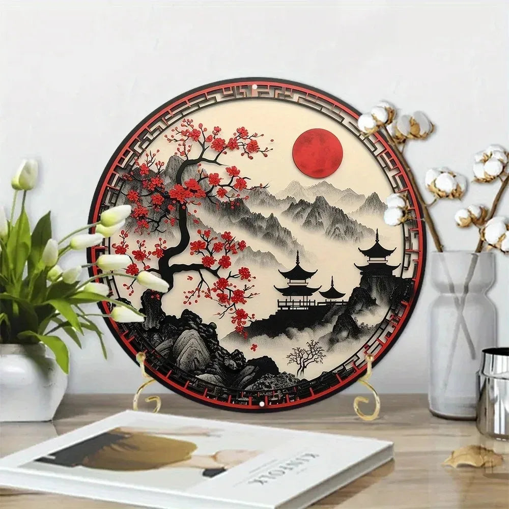 Helloyoung Faux Laser-Cut Aluminum Sign Cherry Blossom Design