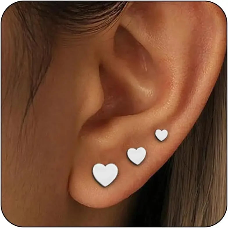 Zhejiang Sterling Silver 3 Pairs Tiny Stud Earrings Women