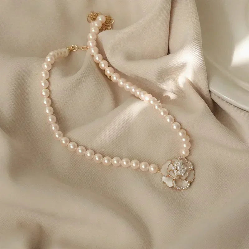 MIHJUSFDHCN Pearl Necklace Double Layer Bead Pendant