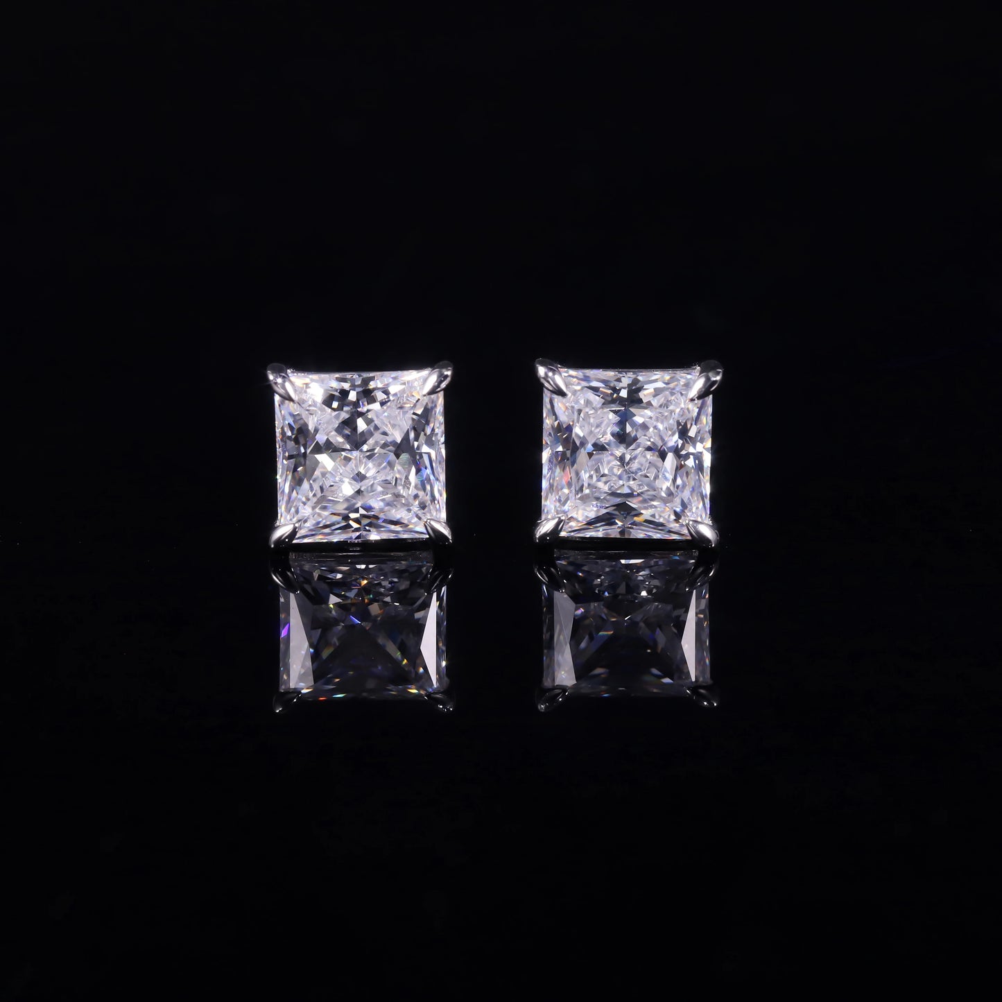 GEM'S BALLET Moissanite Stud Earrings 925 Sterling Princess