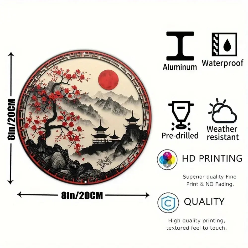 Helloyoung Faux Laser-Cut Aluminum Sign Cherry Blossom Design