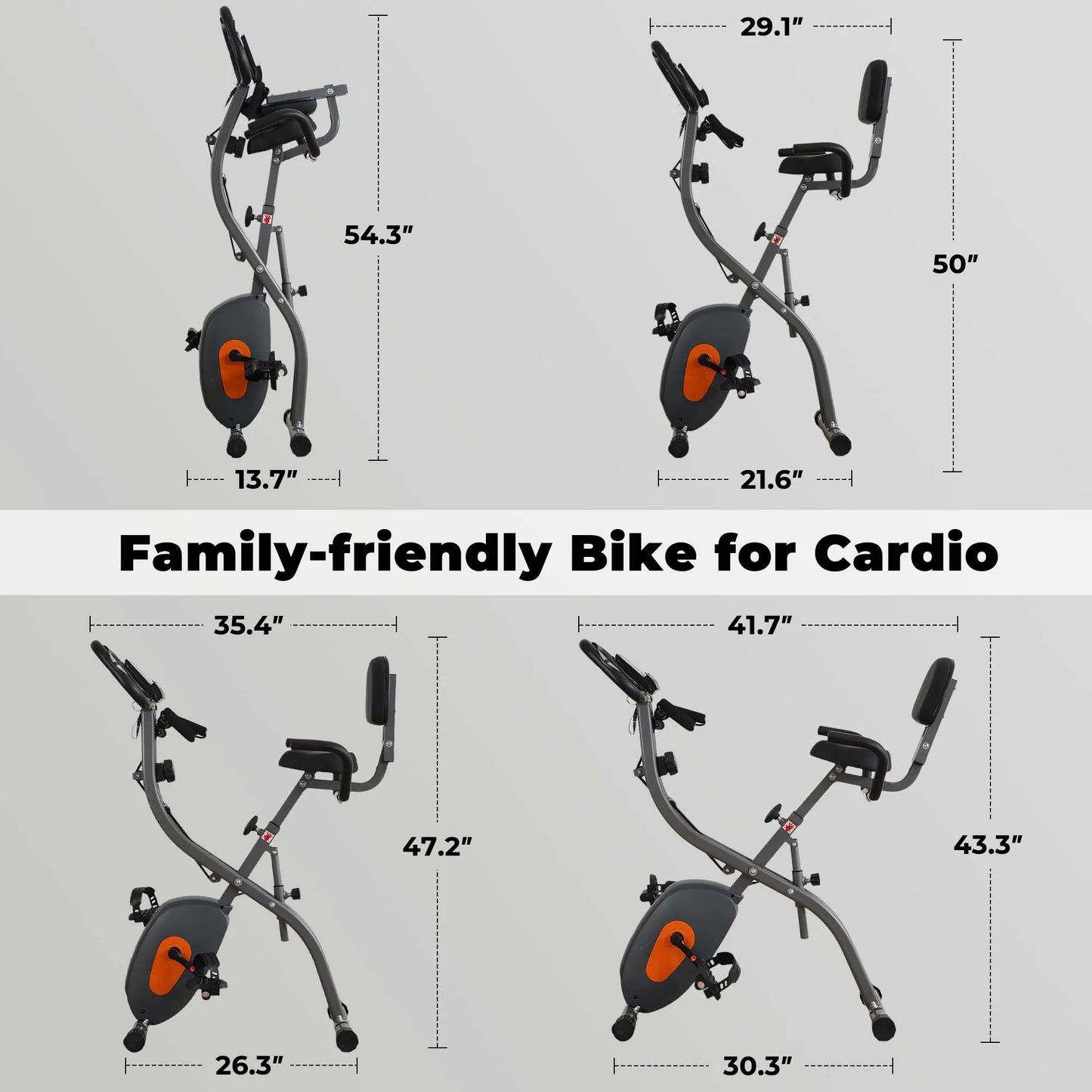 Folding Exercise Bike with Pulse Sensor and Arm Bands