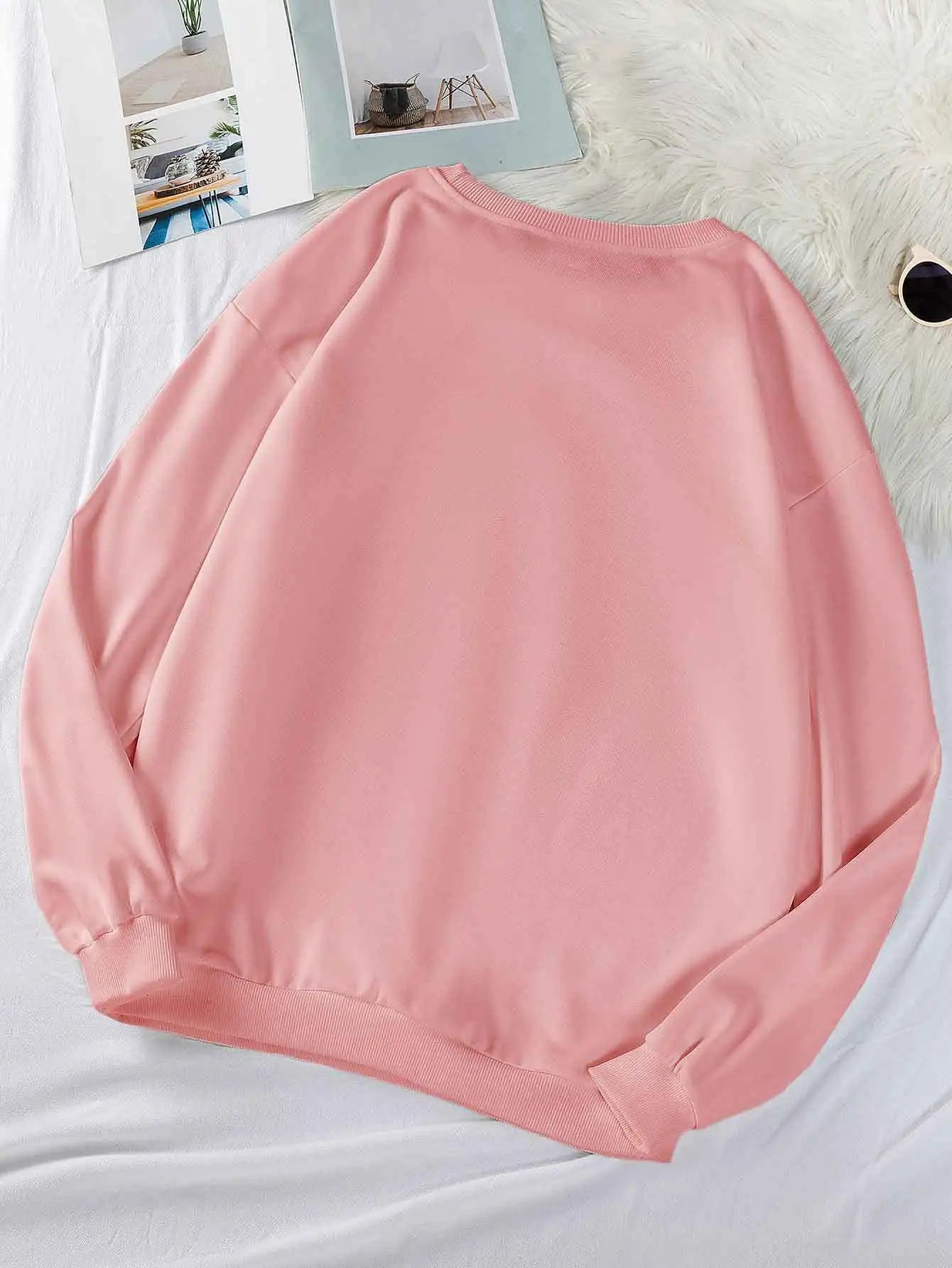 Zhejiang Moon Flower Print Casual Hoodless Sweatshirt