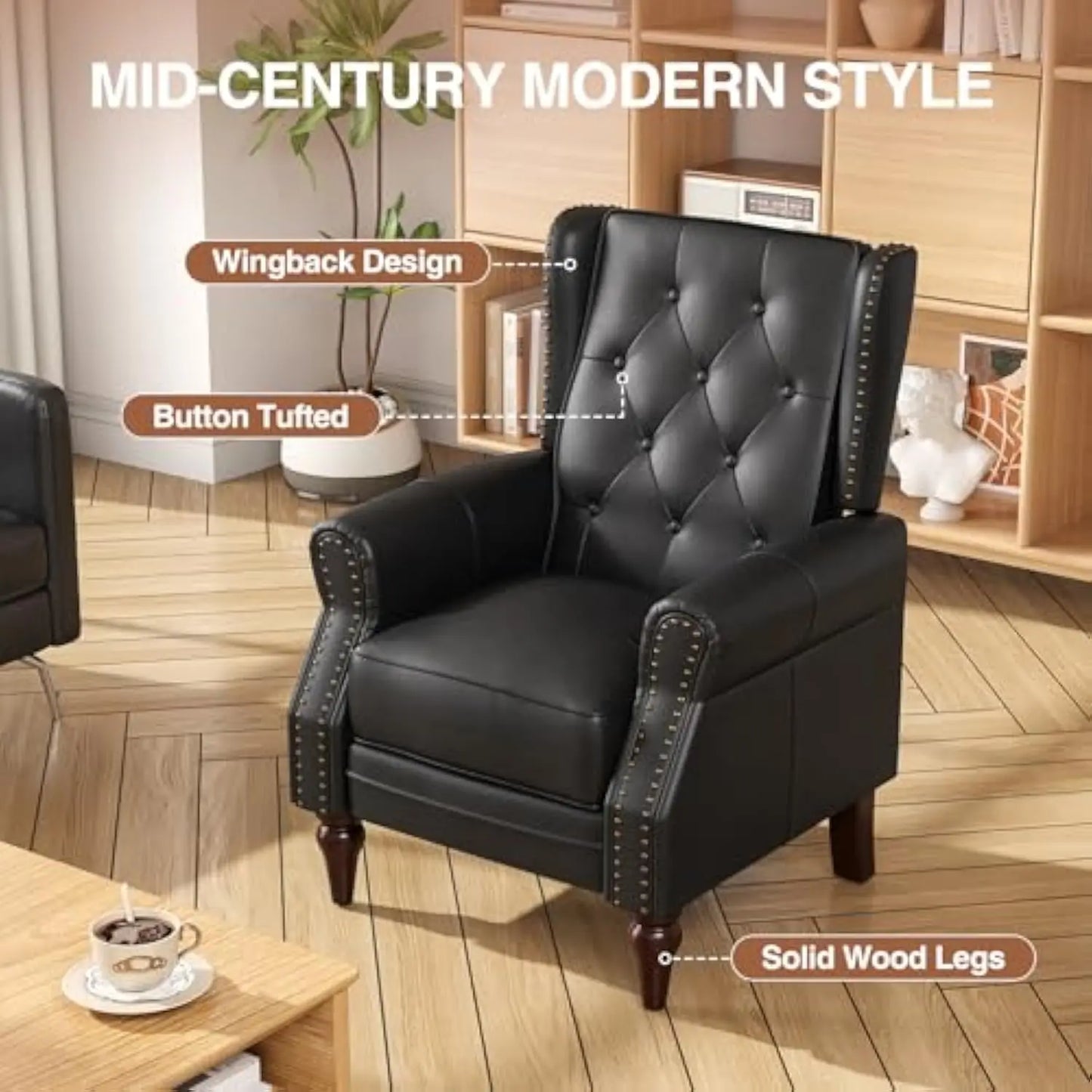 Mid Century Modern PU Leather Accent Chairs Set of 2