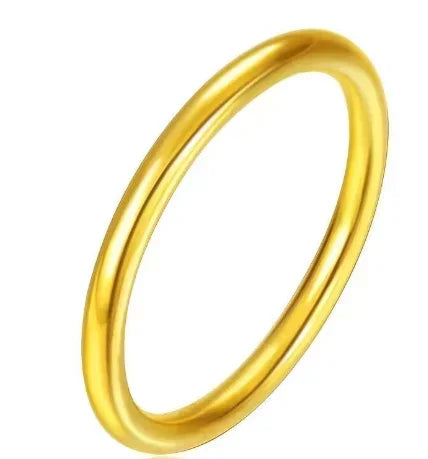 24K Gold Rings for Couples 999 Stamp Shiny Surface Jewelry