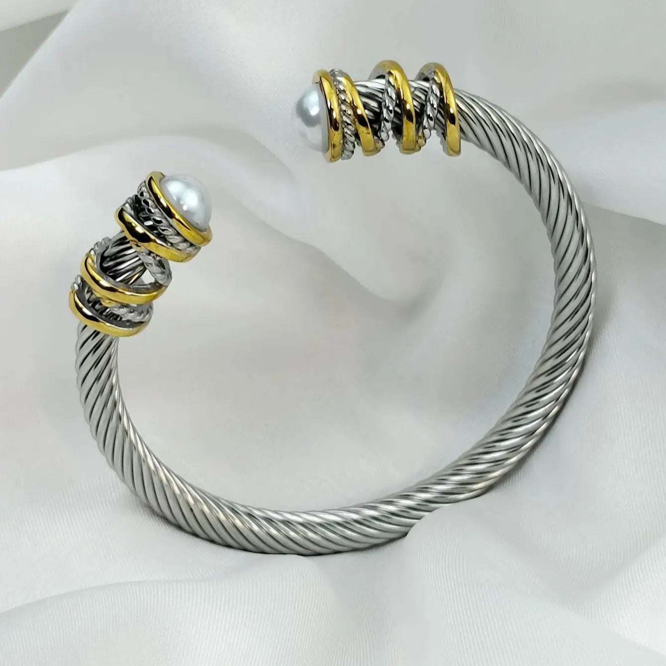 Kabolong Womens 6mm Stainless Steel Cable Cuff Bracelet
