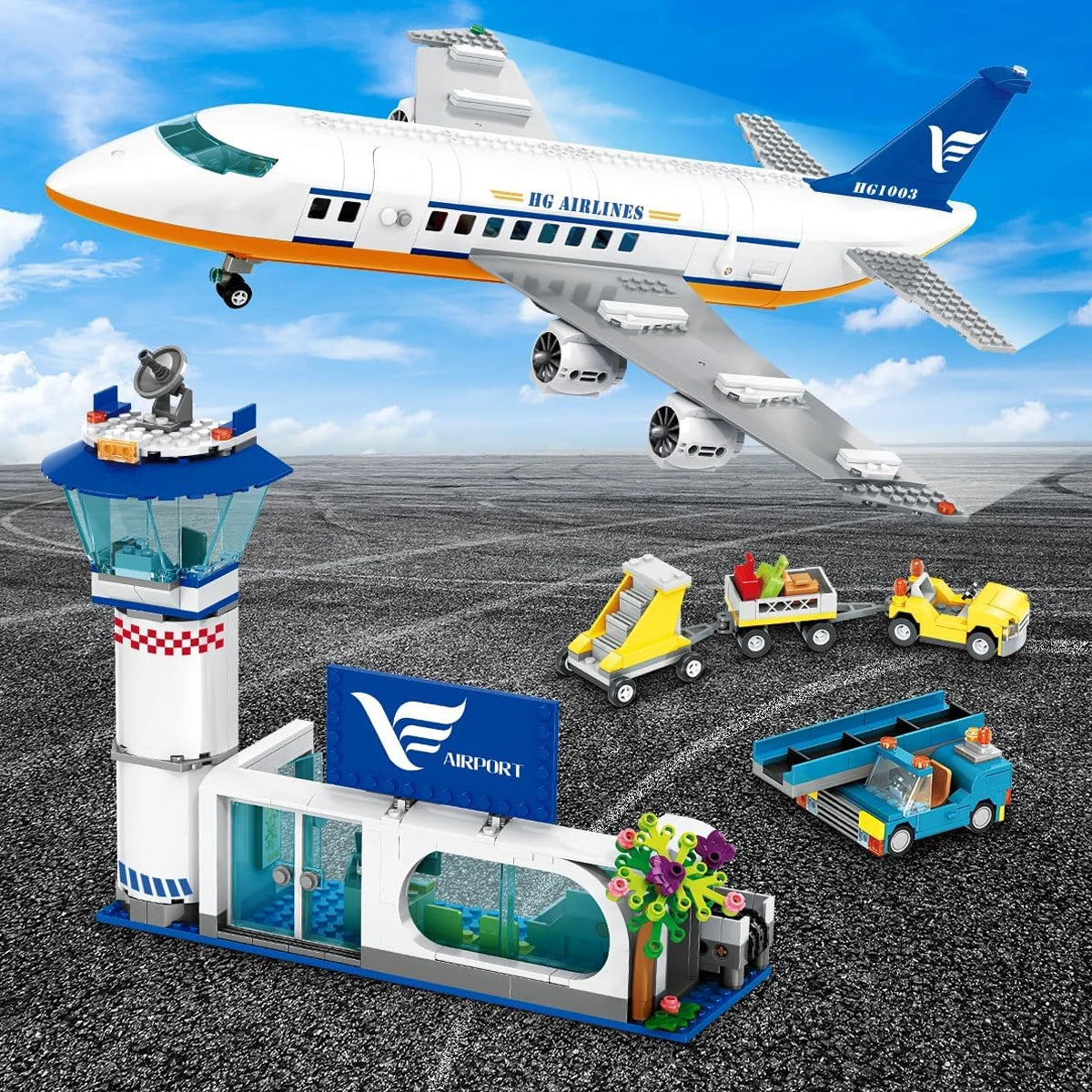 HOGOKIDS Airplane Building Set With LED Plane Blocks