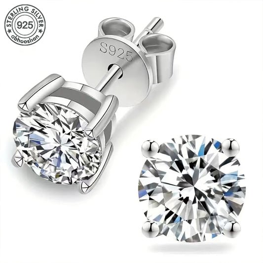 925 Sterling Silver Moissanite Stud Earrings Unisex