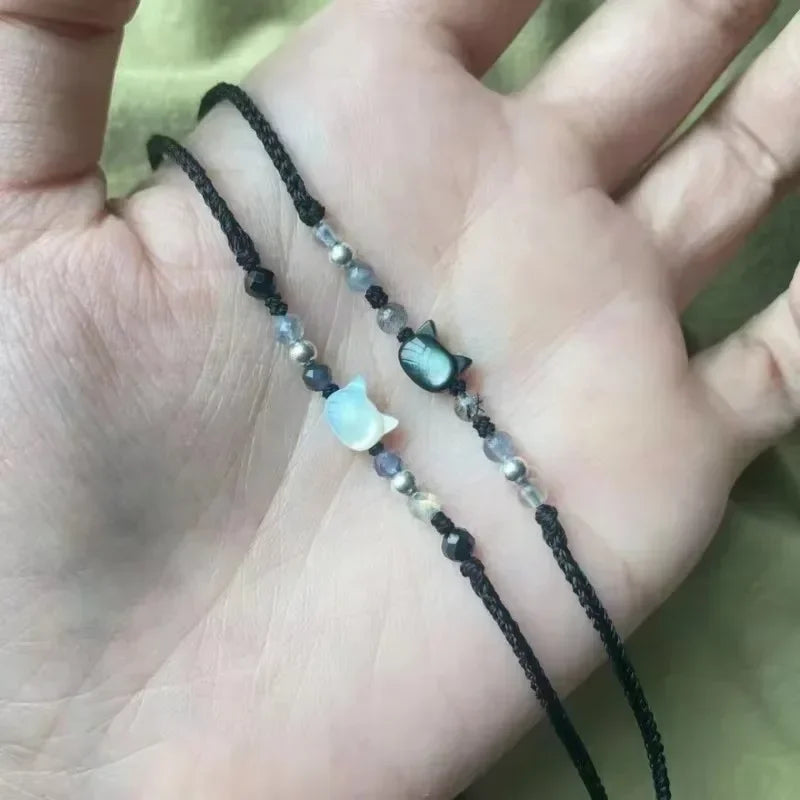 CN Moonstone Obsidian Bracelets for Couples Minimalist Gift