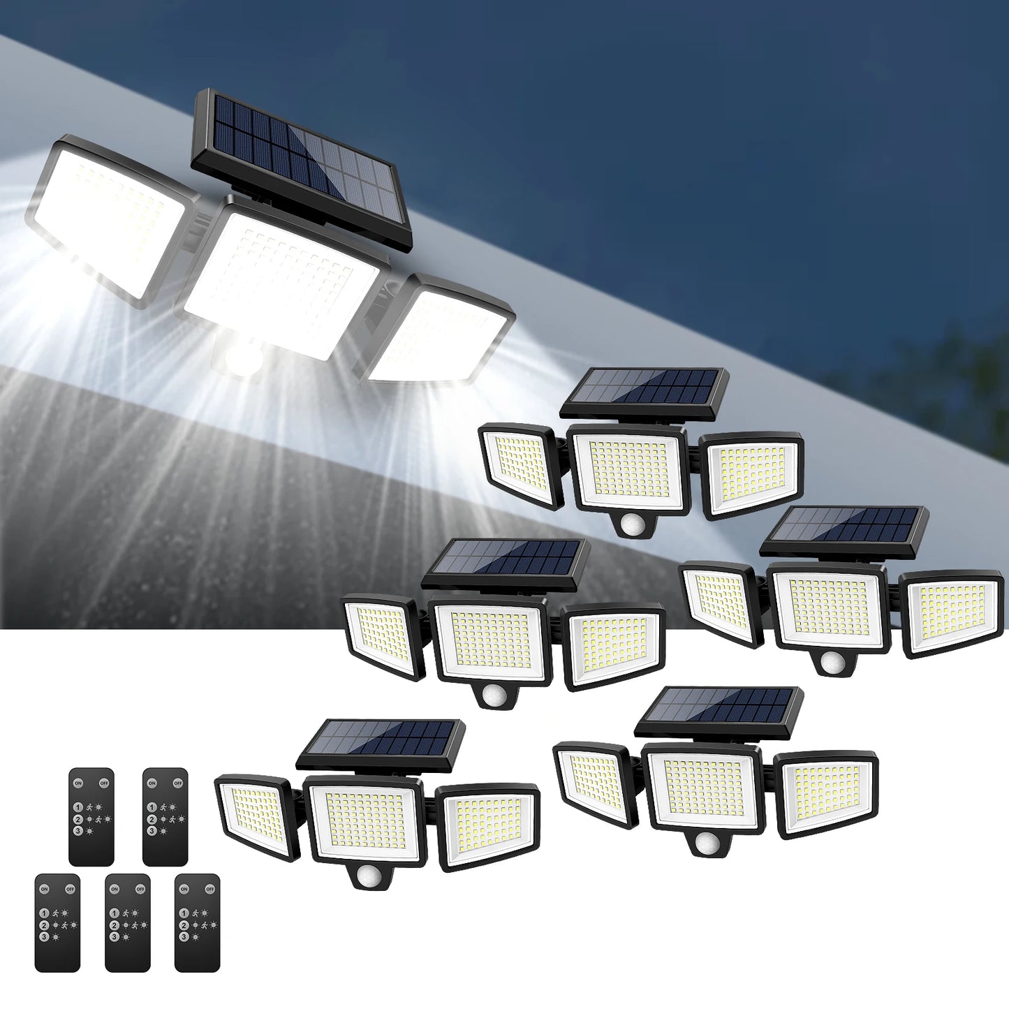 SZRSTH Three Head Solar Motion Sensor Light With 200 LEDs
