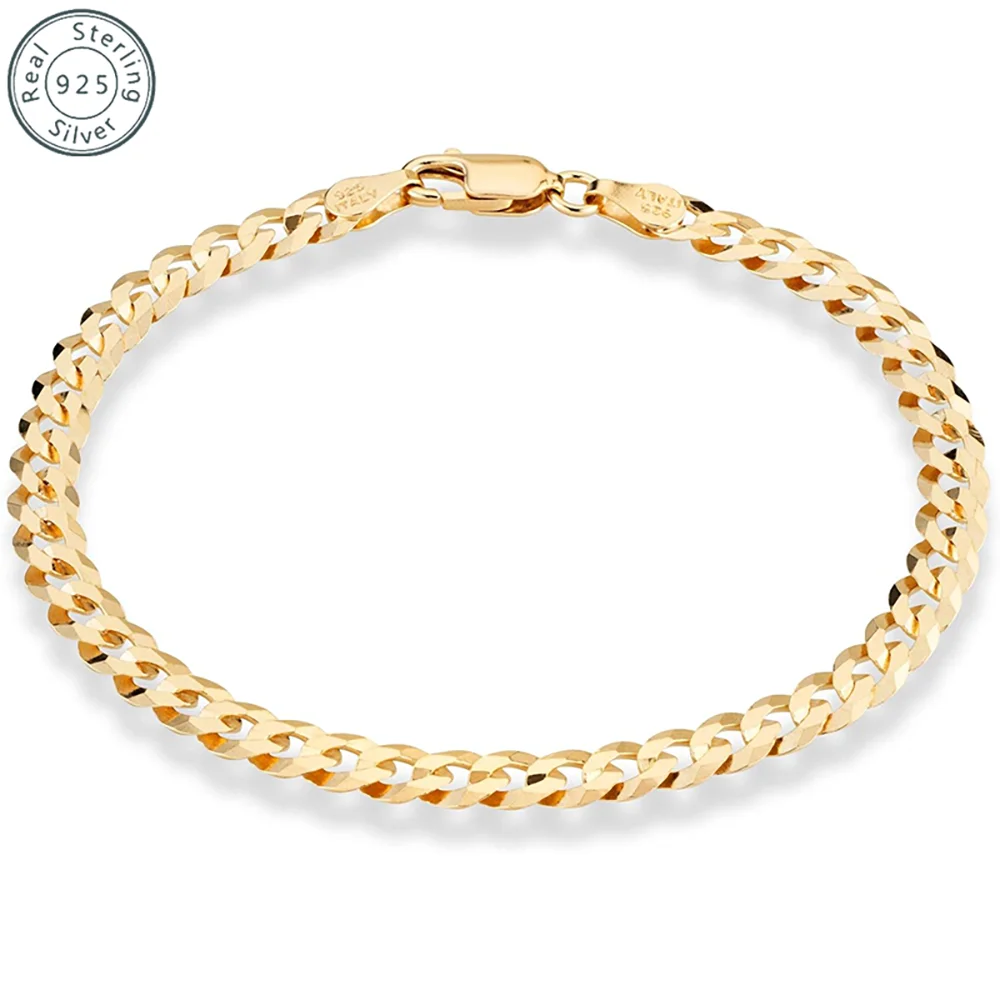 Locomotive Cuban Link Bracelet Punk Rock Style 925 Sterling